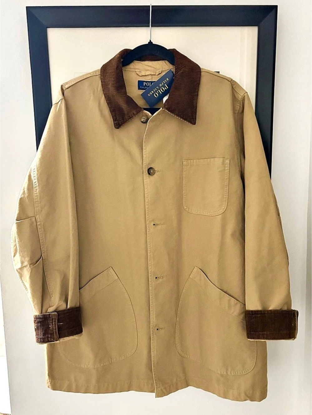 Polo Ralph Lauren Cotton Canvas Corduroy-Collar Barn Jacket Tan Field Jacket